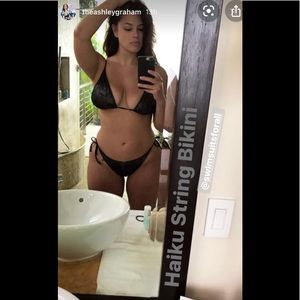 Ashley Graham Haiku black lace w/ metallic shimmer